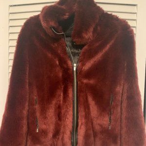 Express Maroon faux fur jacket